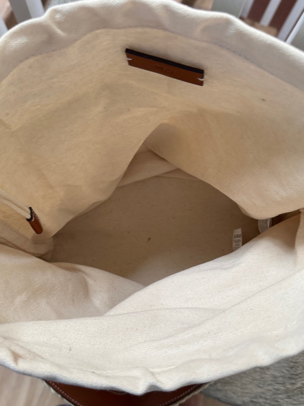 Mango Woven Straw Tote Bag with Brown faux Leather Straps - Picture 6 of 11